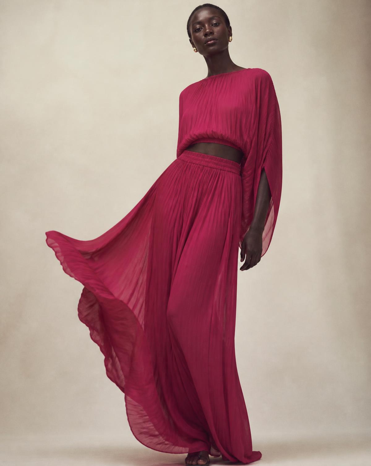 Griner Fashion House campaign — flowing pink two piece